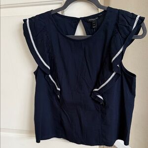 Banana Republic Navy Blouse with White Accents